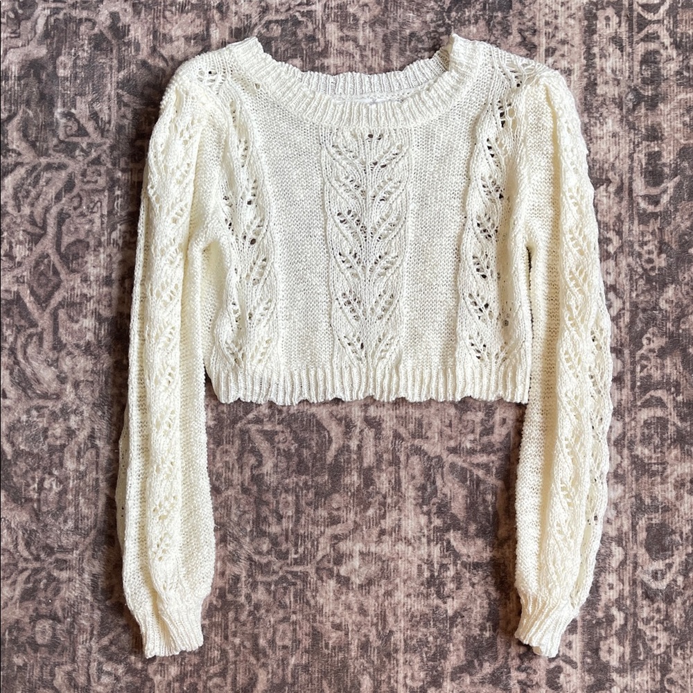 Altard State White Knit Cropped Sweater